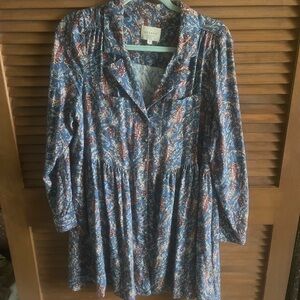 Sezane Blue and Red Floral Blouse